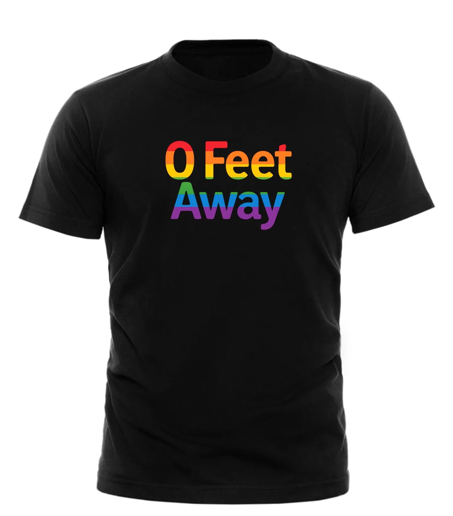 Black Good Trouble Garments 0 feet away pride tee with rainbow text design