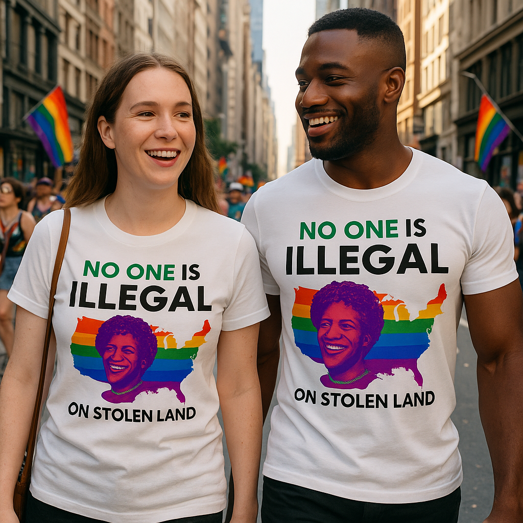 NO ONE IS ILLEGAL PRIDE TEE - GOOD TROUBLE FASHION