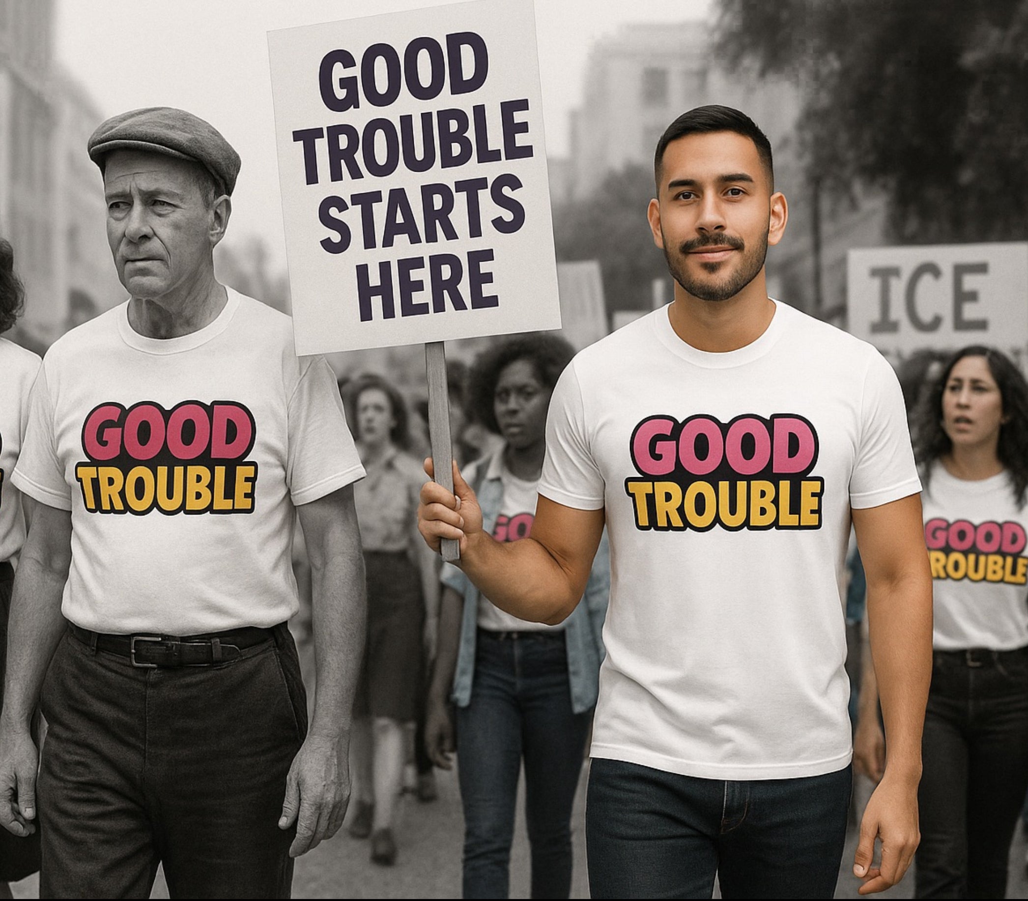GOOD TROUBLE FASHION Good Trouble T-Shirt with Bold Print