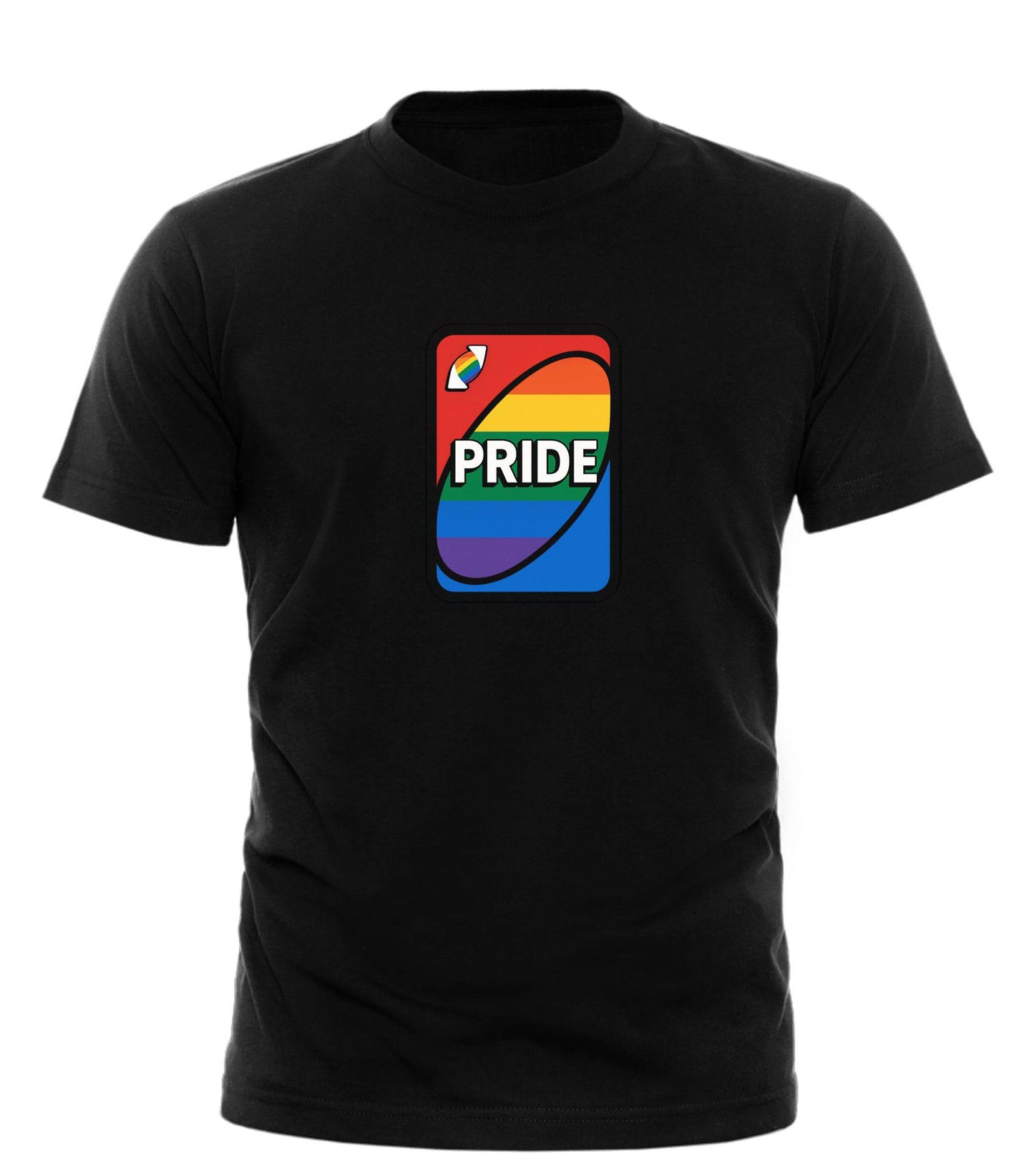 Pride Shirt Uno Card Design – unisex graphic cotton T-shirt from Good Trouble Fashion – soft jersey tee product photo