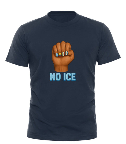 No Ice Tee Shirt - Empowering Good Trouble T-Shirt with Bold Fist Design – unisex graphic cotton T-shirt from Good Trouble Fashion – soft jersey tee product photo