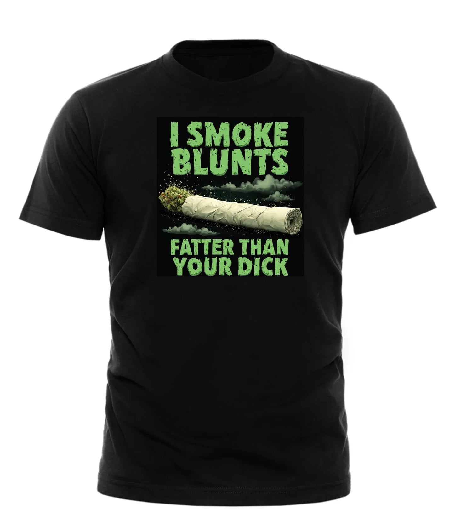 Good Trouble Garments blunt smoking graphic tee with I Smoke Blunts text and blunt illustration