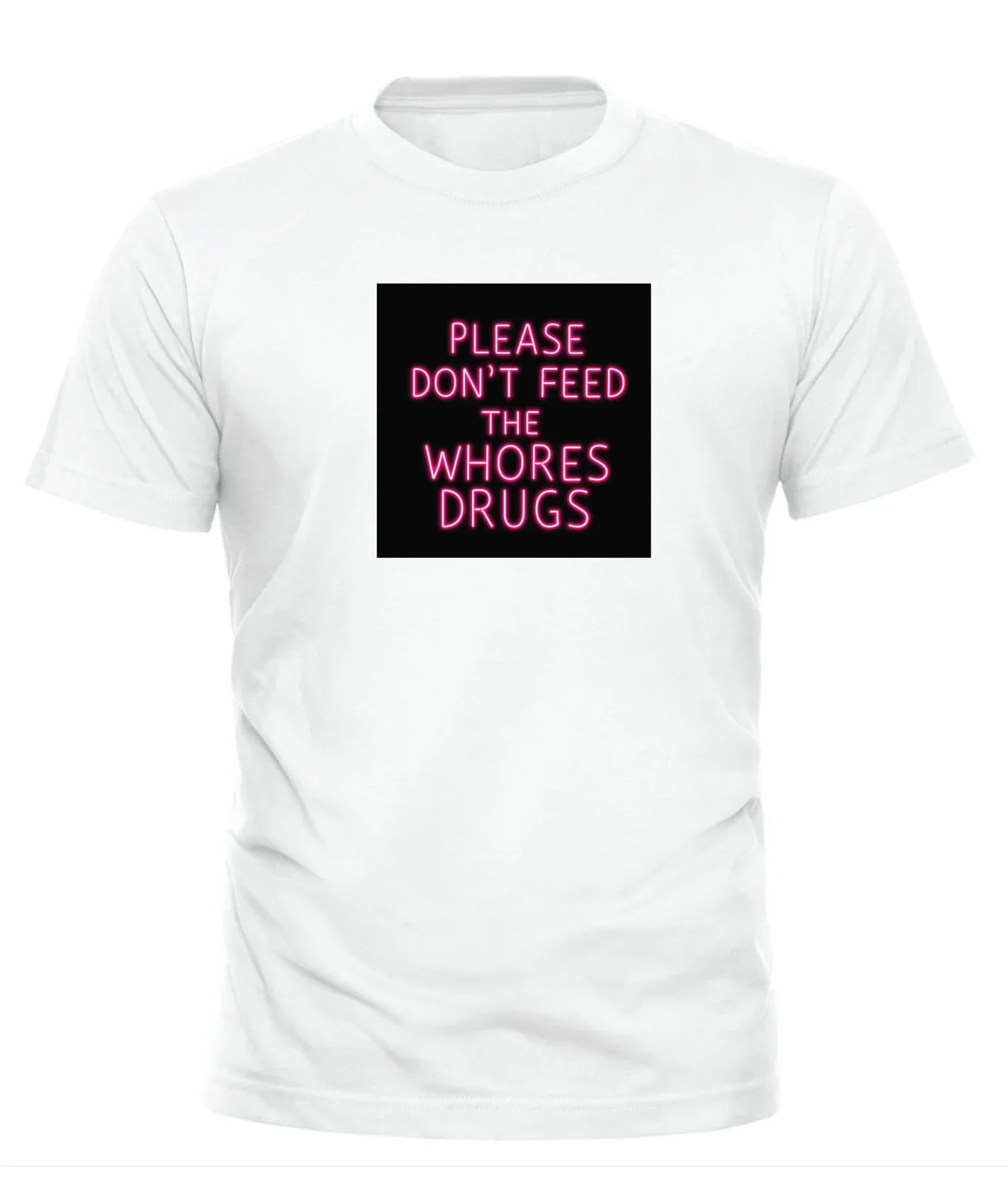 Good Trouble Garments bold slogan tee for adults white shirt with pink text design