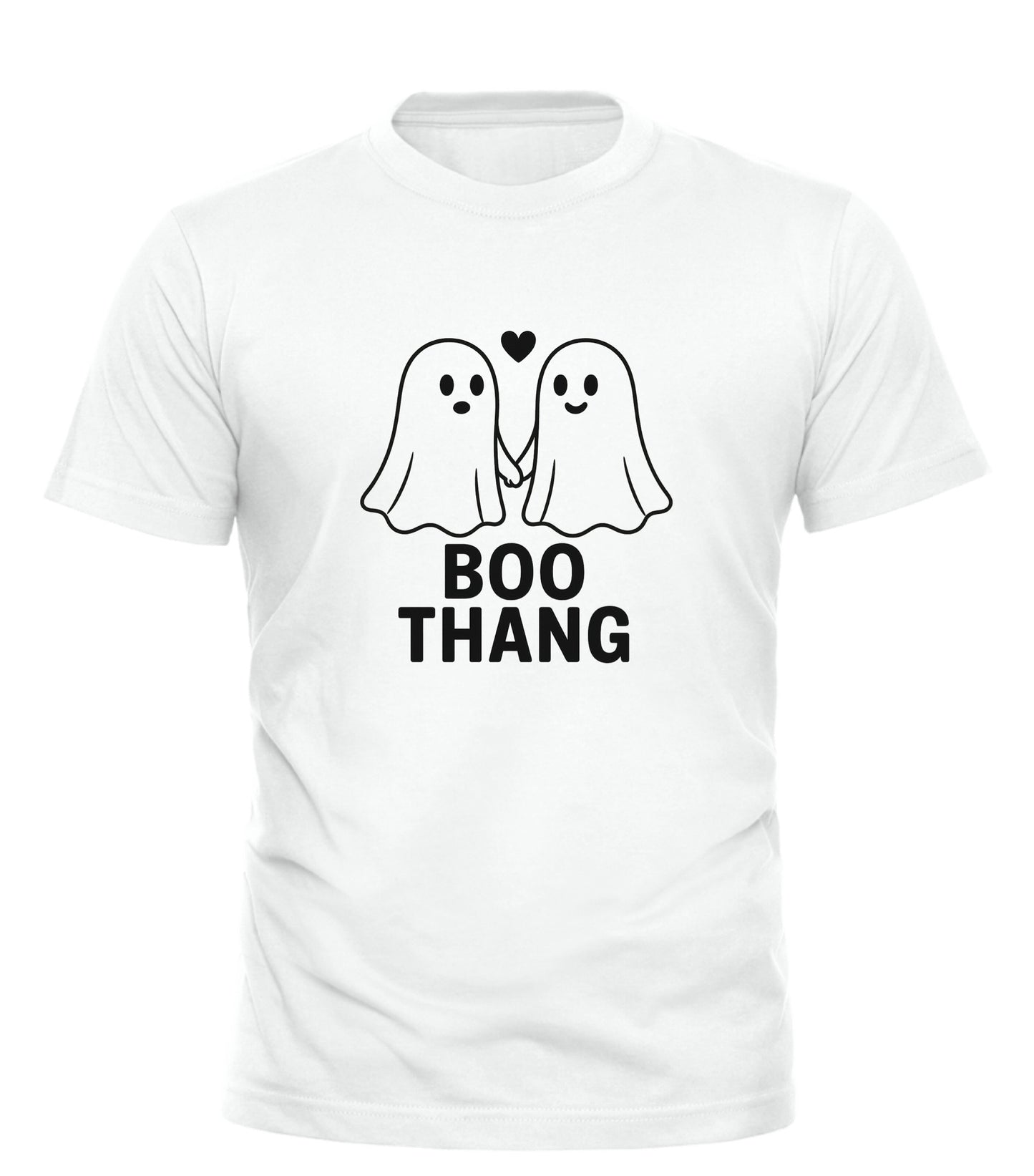 Good Trouble Garments white boo thang graphic tee with two cute holding hands ghost illustrations