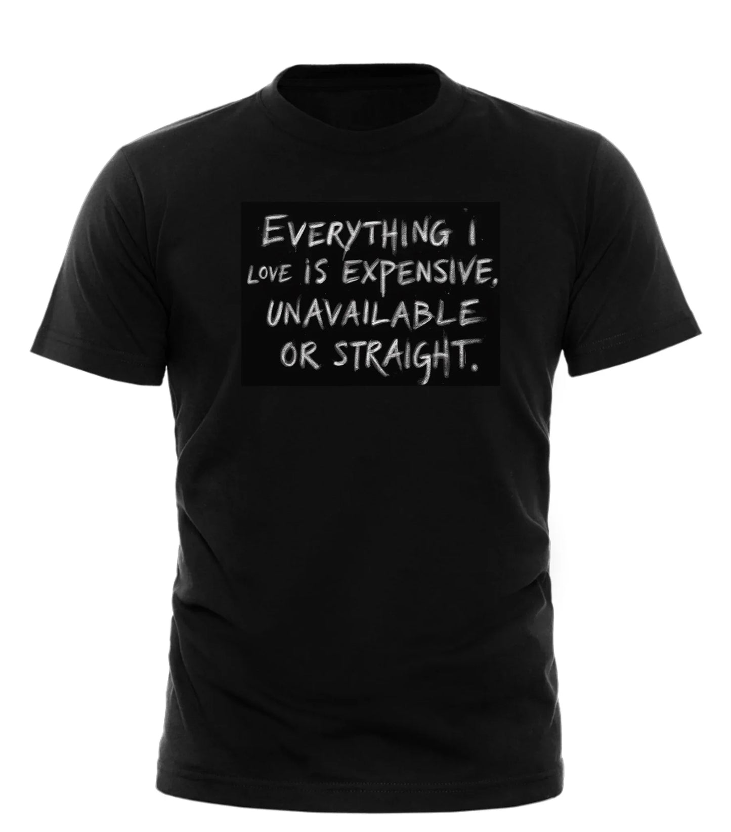 Good Trouble Garments black t-shirt with everything I love quote tee printed phrase in white