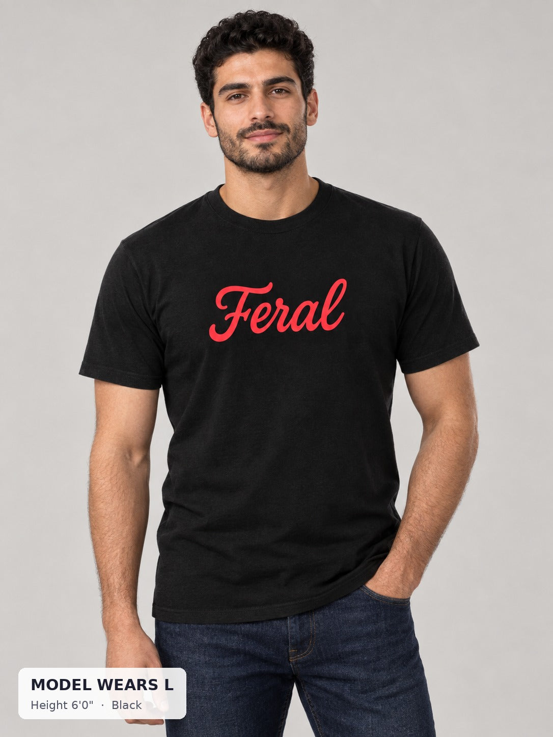 Feral T-Shirt – Embrace Your Wild Side with Style in Black on model wearing size L - Good Trouble Fashion
