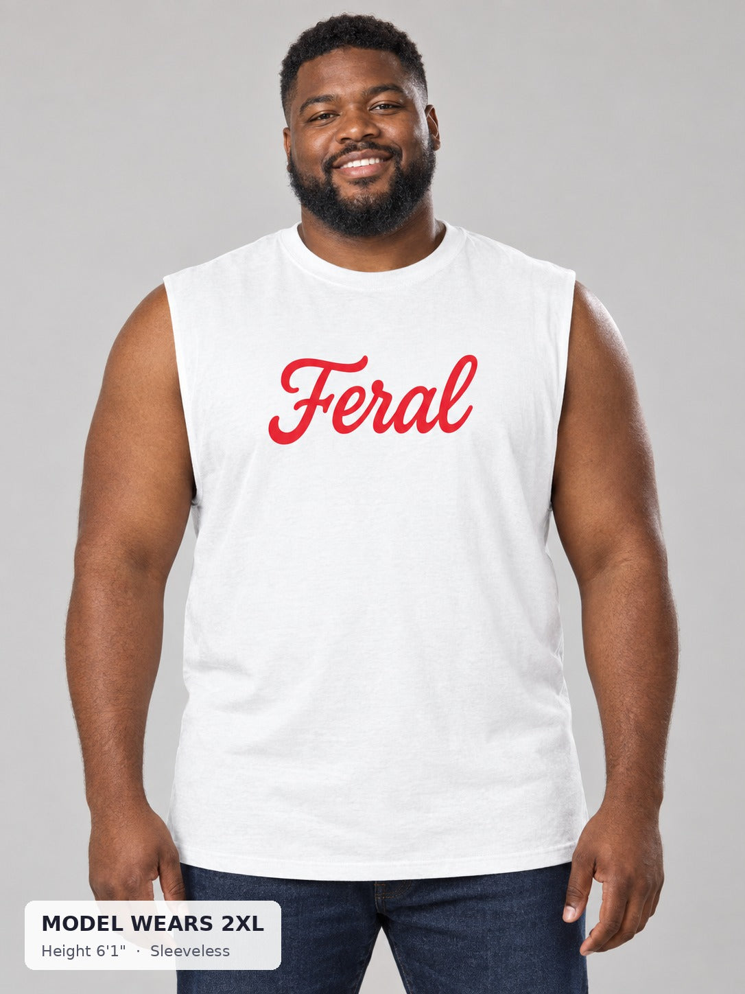 Feral T-Shirt – Embrace Your Wild Side with Style in Sleeveless style on model wearing size 2XL - Good Trouble Fashion