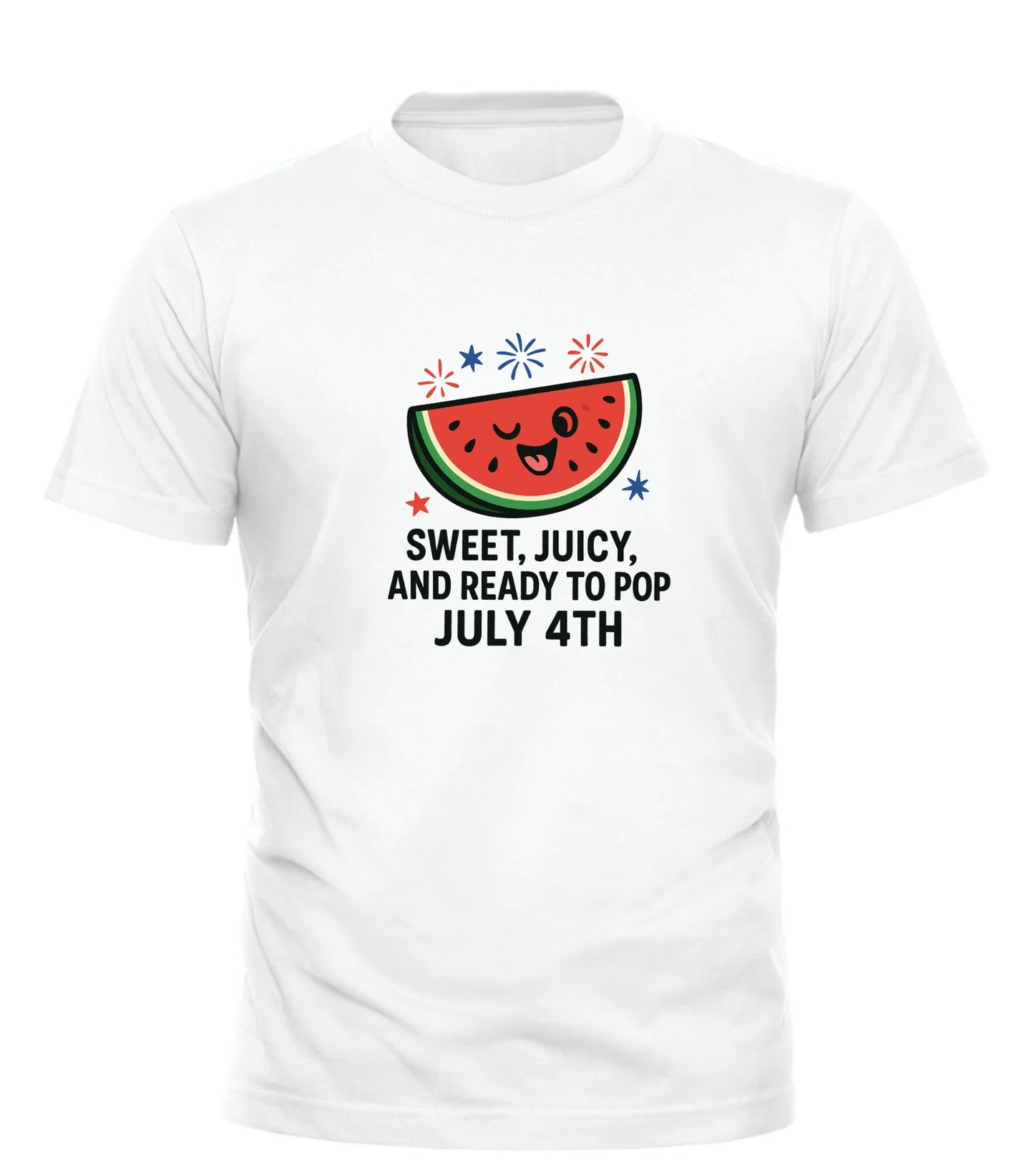 Good Trouble Garments funny Independence Day shirt with smiling watermelon and July 4th text