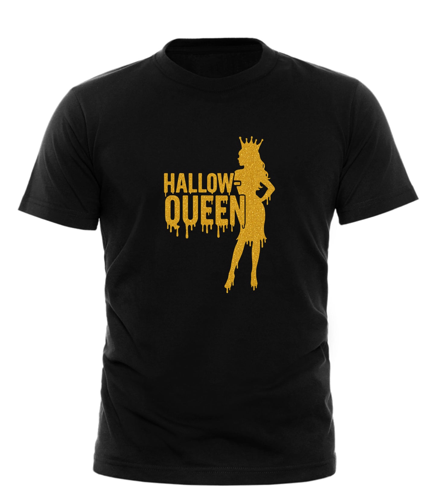 Good Trouble Garments black t-shirt with yellow hallow queen graphic tee design