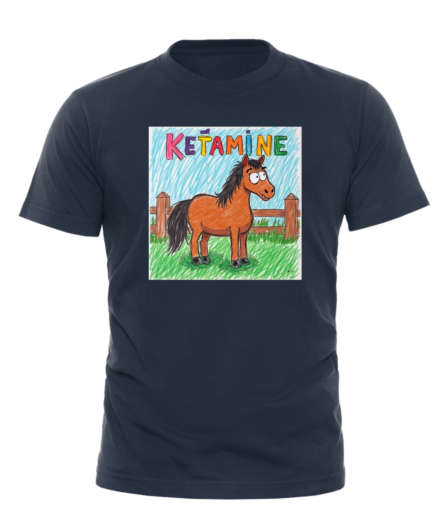 Ketamine Horse T-Shirt – unisex graphic cotton T-shirt from Good Trouble Fashion – soft jersey tee product photo