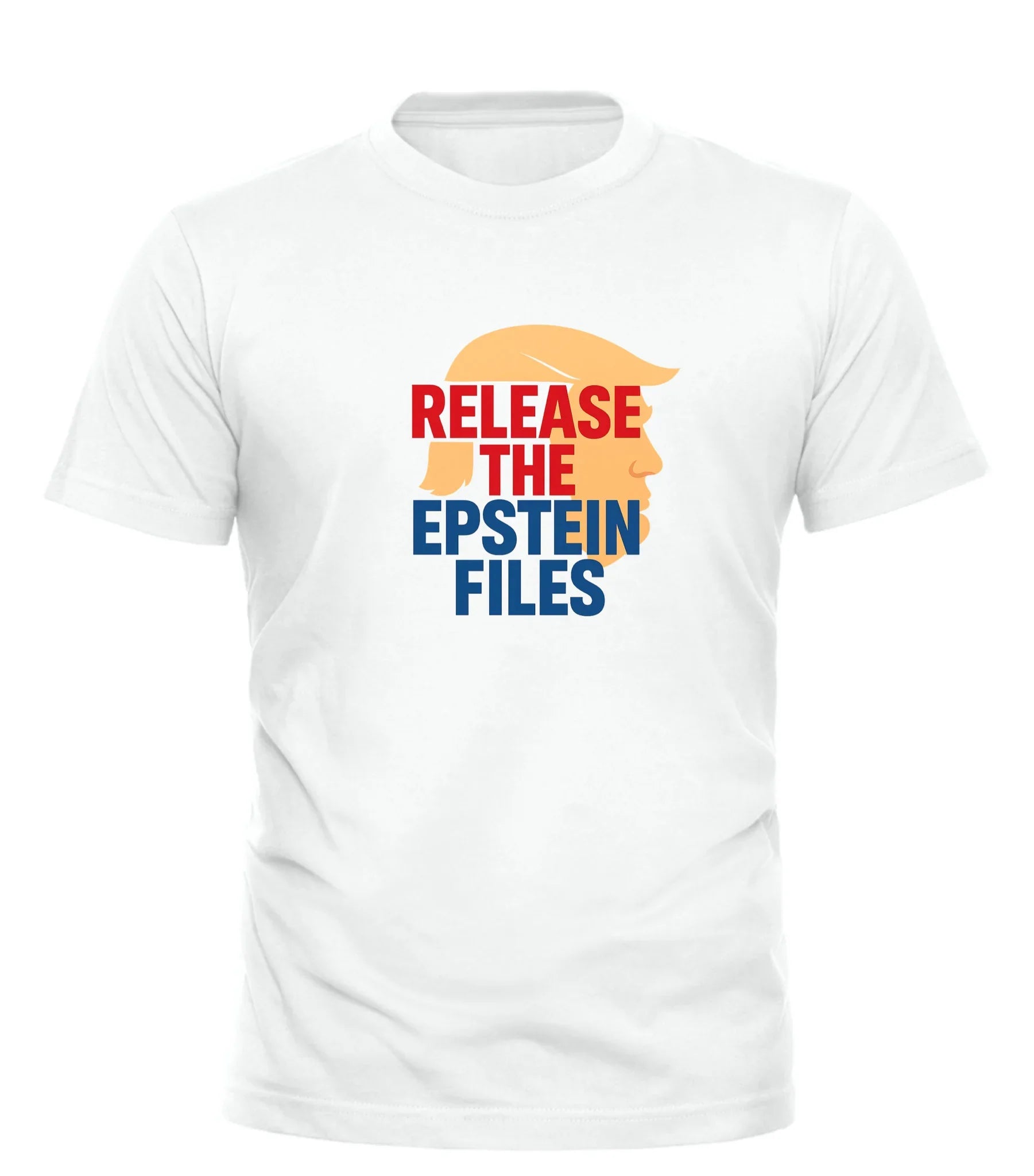 White Good Trouble Garments release the epstein files tee with graphic silhouette and bold red and blue text