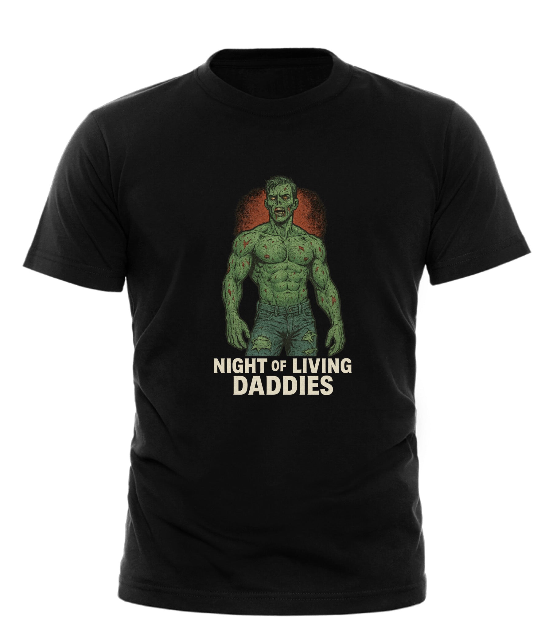 Night of the Living Daddies t-shirt black tee with green zombie dad illustration and vintage text