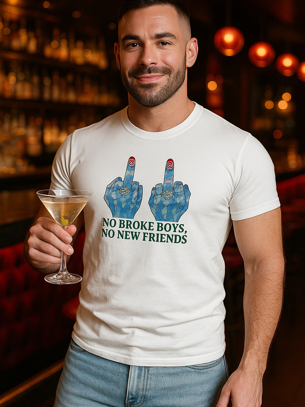 NO BROKE BOYS, NO NEW FRIENDS T-SHIRT
