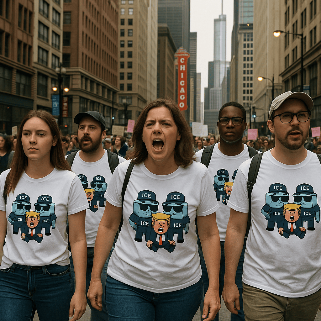 ICE protest t-shirt with Bold Design – unisex graphic cotton T-shirt from Good Trouble Fashion – soft jersey tee product photo