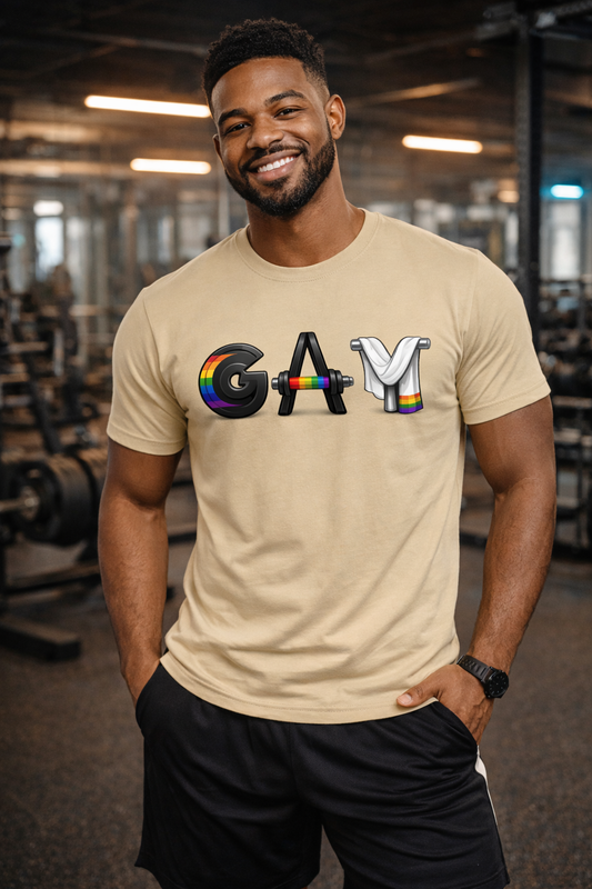 GAY Barbell Pride Fitness Tee | Good Trouble Fashion