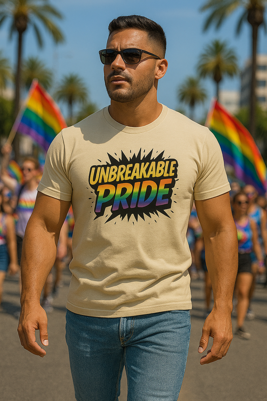 Unbreakable Pride T-Shirt – unisex graphic cotton T-shirt from Good Trouble Fashion – soft jersey tee product photo