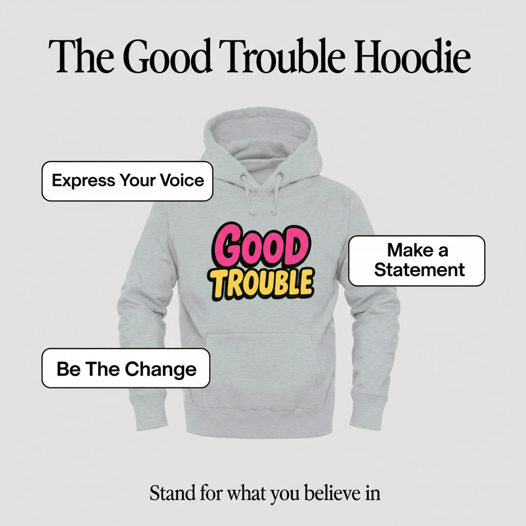 Good Trouble Hoodie - Trendy Streetwear – cozy unisex graphic hoodie from Good Trouble Fashion – soft fleece sweatshirt style product photo