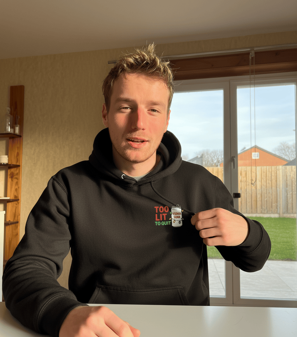 Too Lit to Quit Hoodie – cozy unisex graphic hoodie from Good Trouble Fashion – soft fleece sweatshirt style product photo