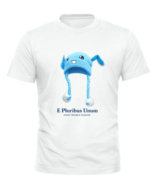E pluribus unum T-shirt - Blue Hat Boy Design for Everyday Wear