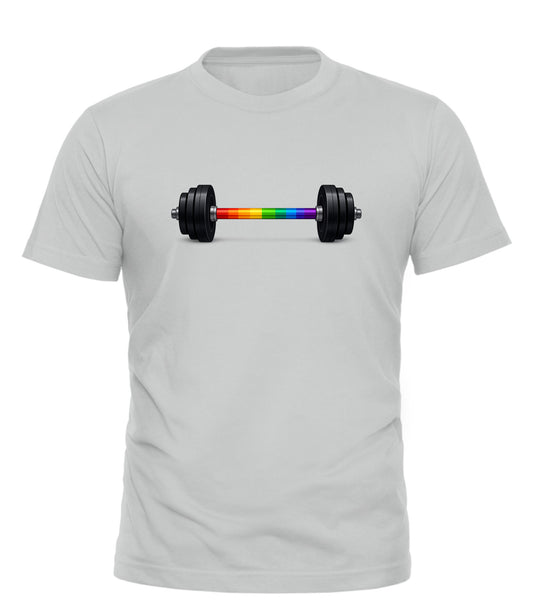 Rainbow Barbell Pride T-Shirt – LGBTQ Gym Fitness Workout Tee