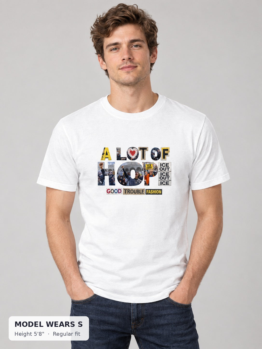 A Lot of Hope Tee on a slim model wearing size S, 5'8" - Good Trouble Fashion