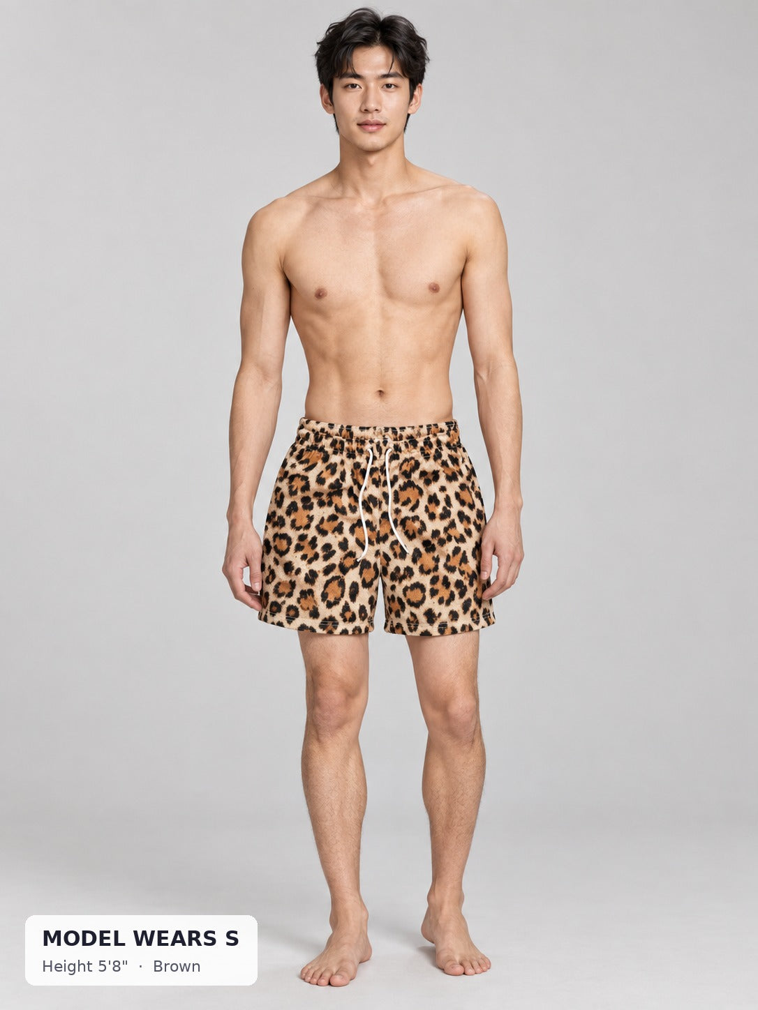 Animal Print Mesh Shorts in Brown on a slim model wearing size S, 5'8" - Good Trouble Fashion