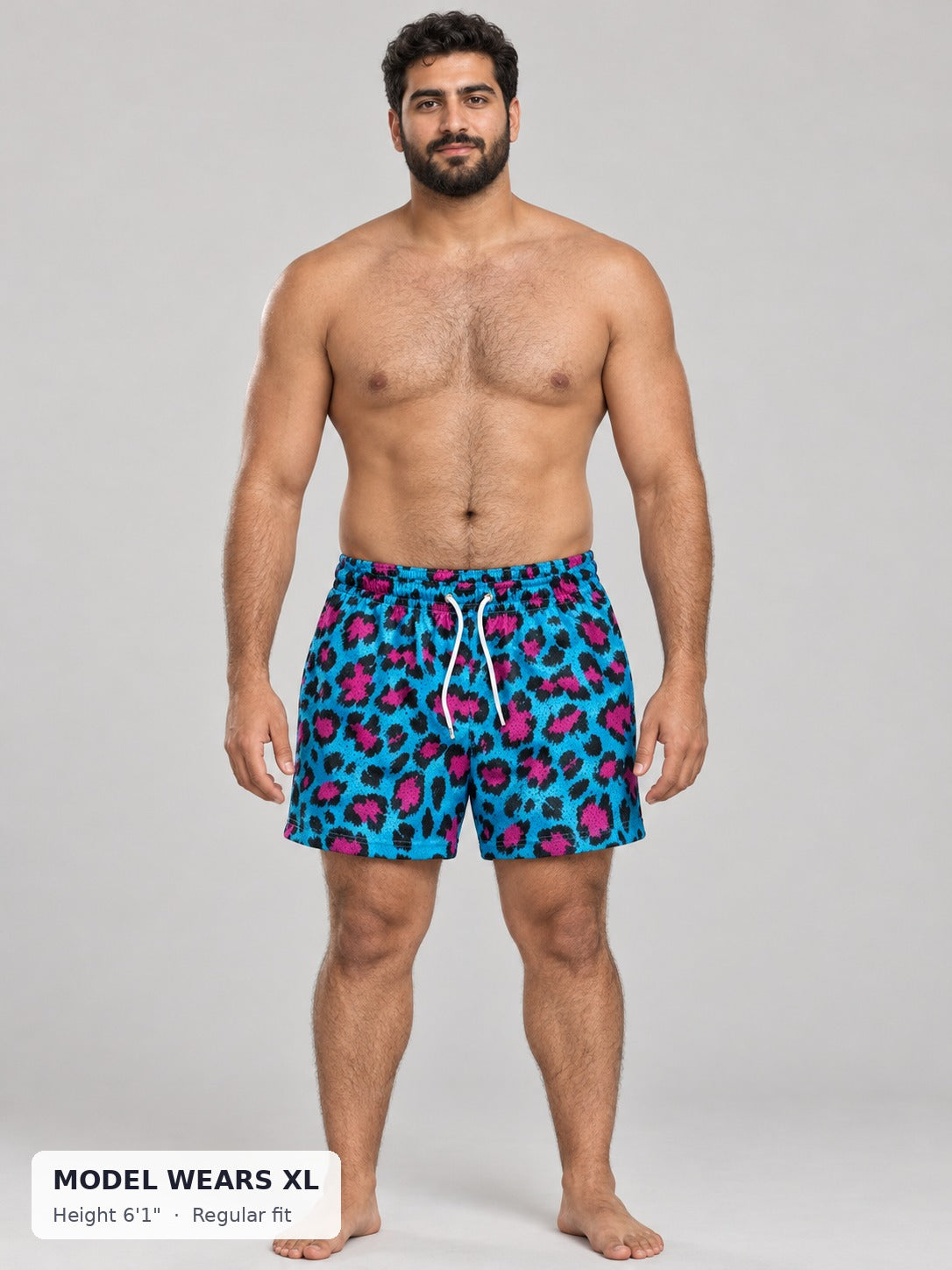 Animal Print Mesh Shorts on a model wearing size XL, 6'1" - Good Trouble Fashion