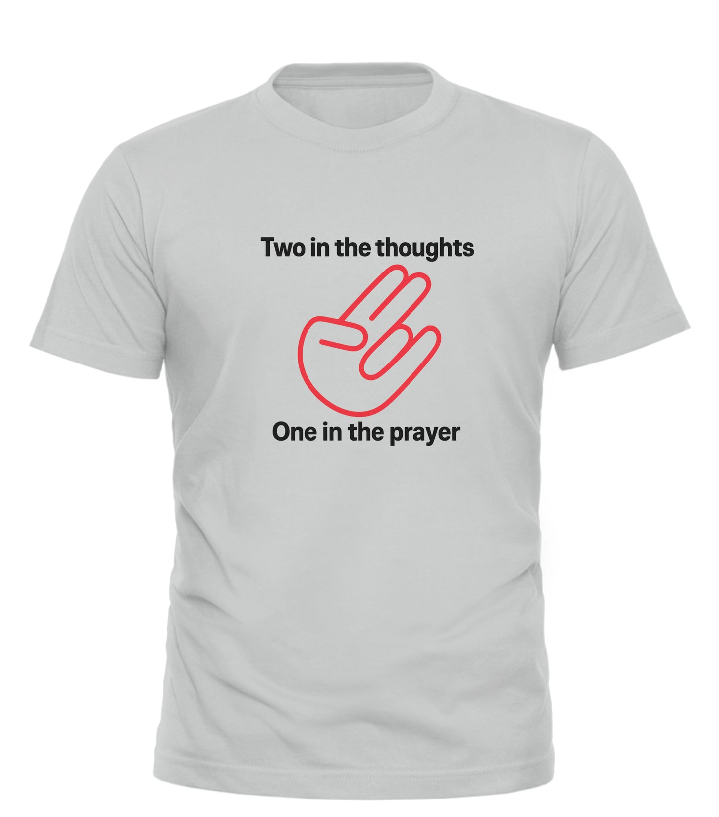 Good Trouble Garments anti gun violence graphic tee with text Two in the thoughts One in the prayer