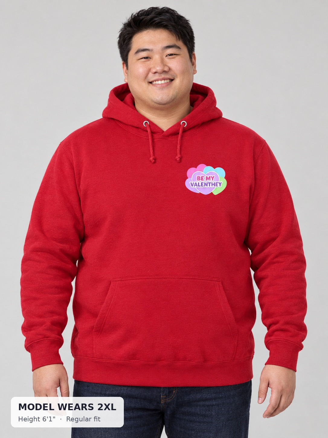 Be My Valenthey Hoodie on a plus-size model wearing size 2XL, 6'1" - Good Trouble Fashion