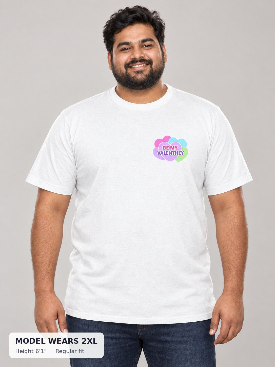 Be My Valenthey Tee on a plus-size model wearing size 2XL, 6'1" - Good Trouble Fashion