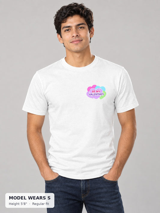 Be My Valenthey Tee on a slim model wearing size S, 5'8" - Good Trouble Fashion