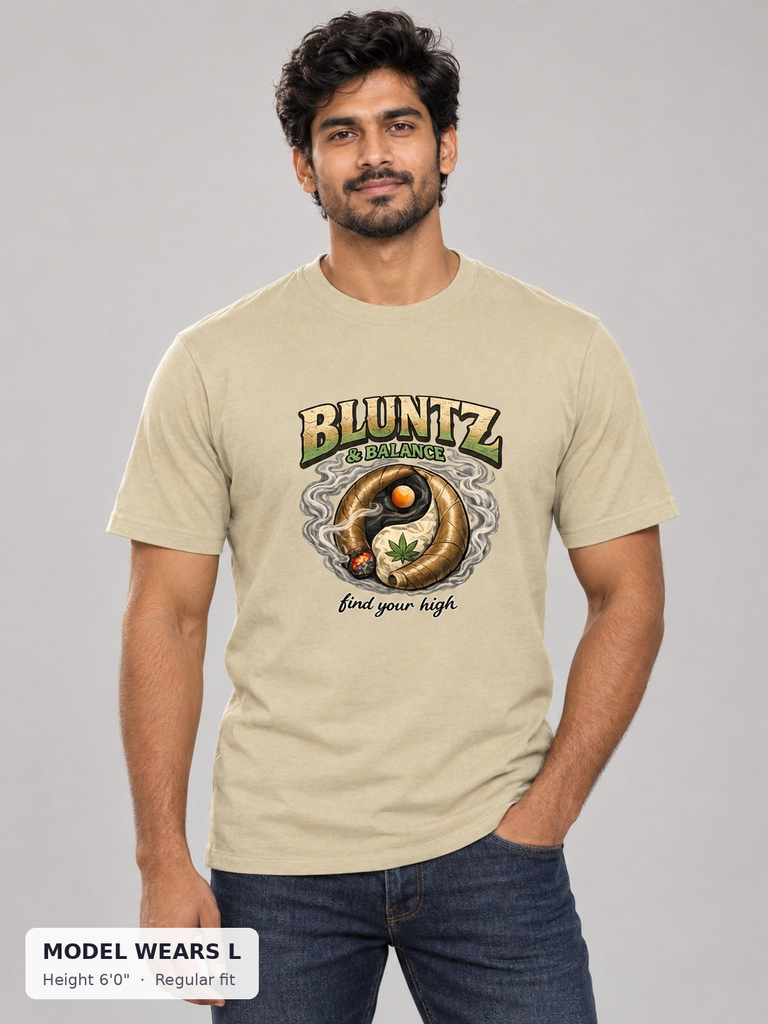 Bluntz and Balance Tee on an athletic model wearing size L, 6'0" - Good Trouble Fashion