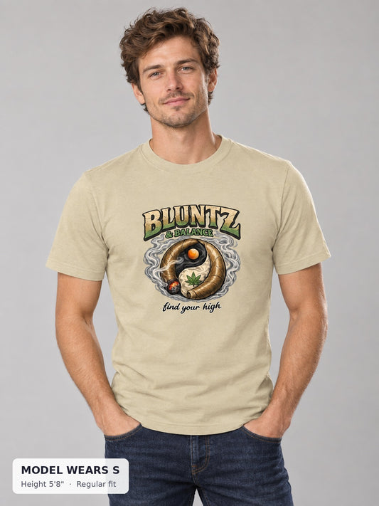 Bluntz and Balance Tee on a slim model wearing size S, 5'8" - Good Trouble Fashion