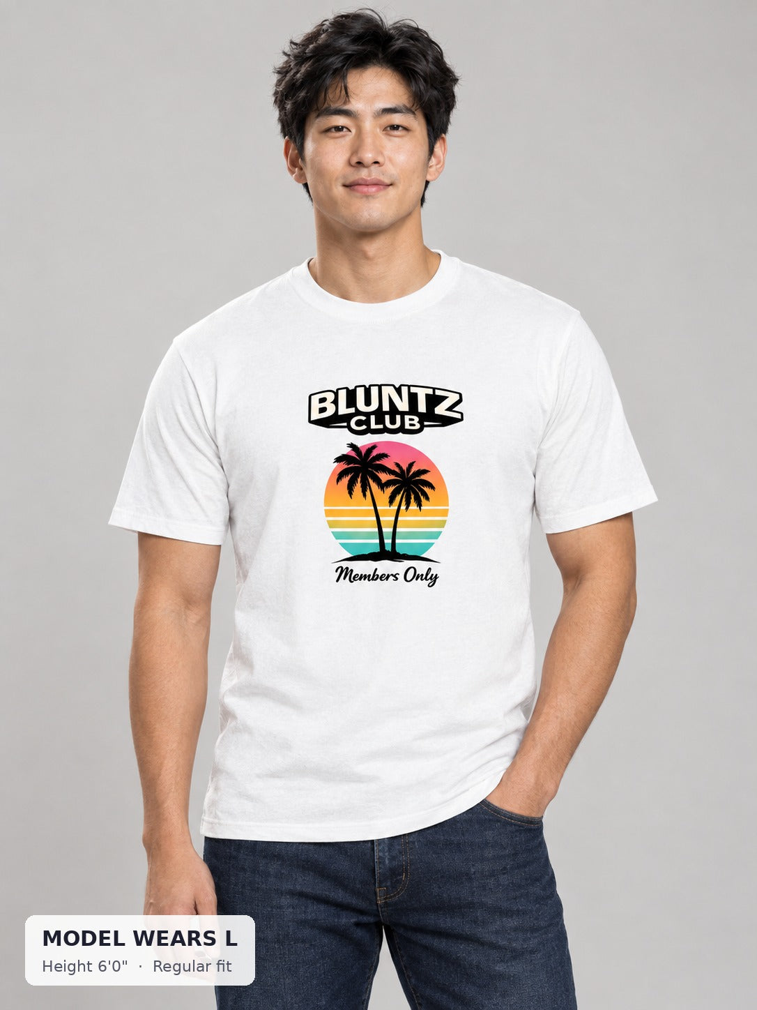 Bluntz Club Members Only Tee on an athletic model wearing size L, 6'0" - Good Trouble Fashion