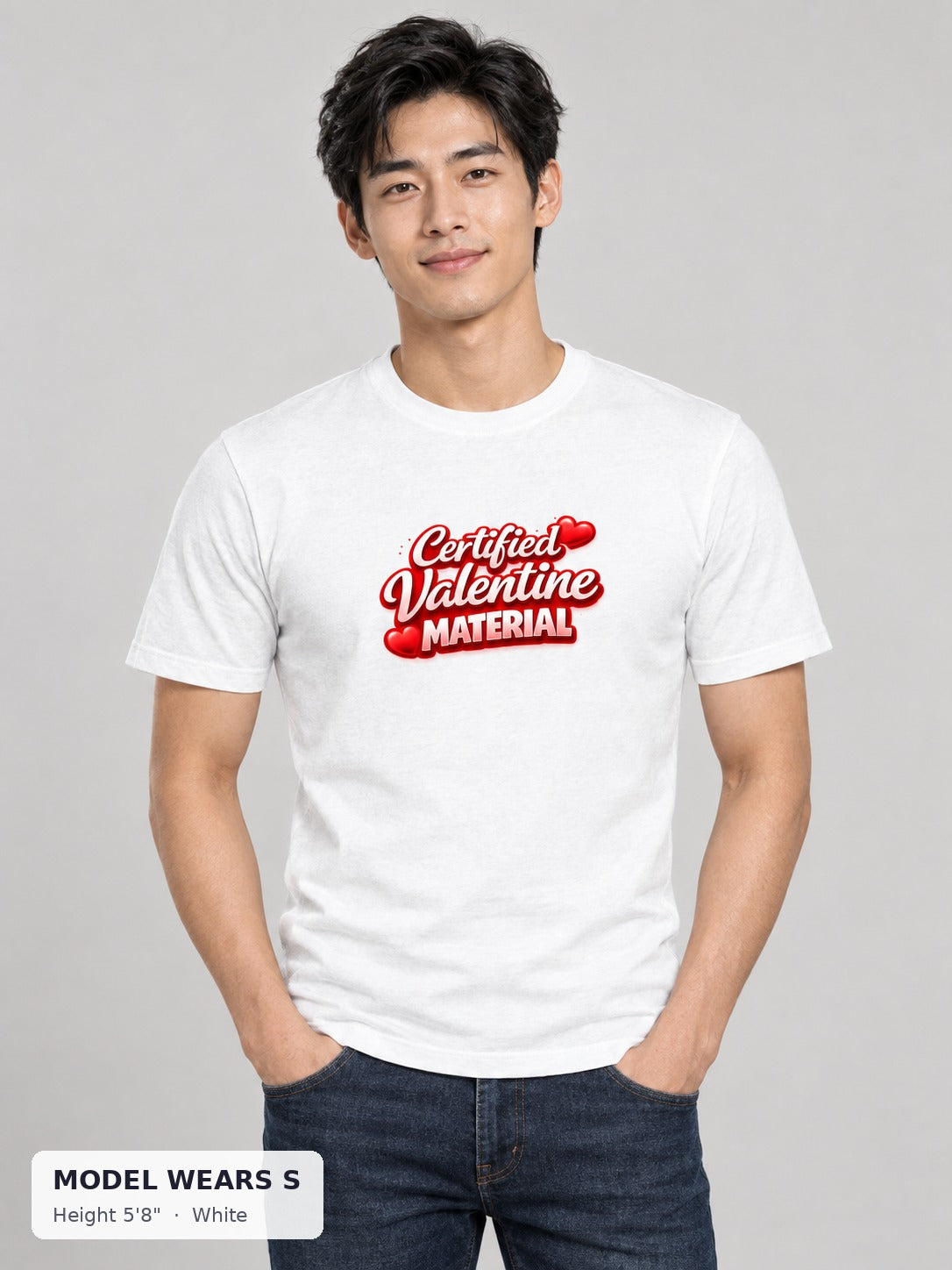 Certified Valentine Tee in White on a slim model wearing size S, 5'8" - Good Trouble Fashion