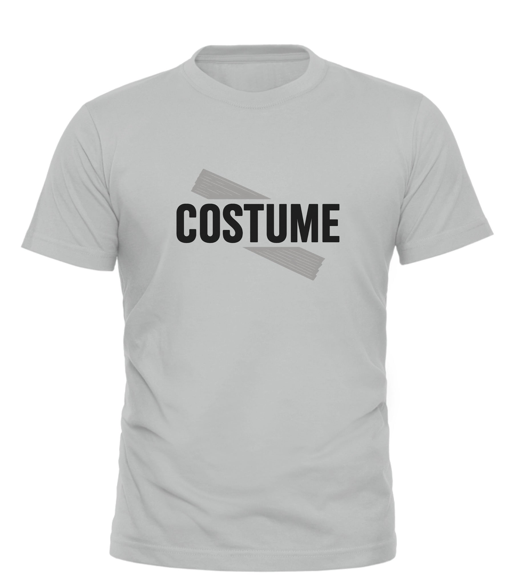 Good Trouble Garments costume under repair shirt in light gray with black text and tape graphic