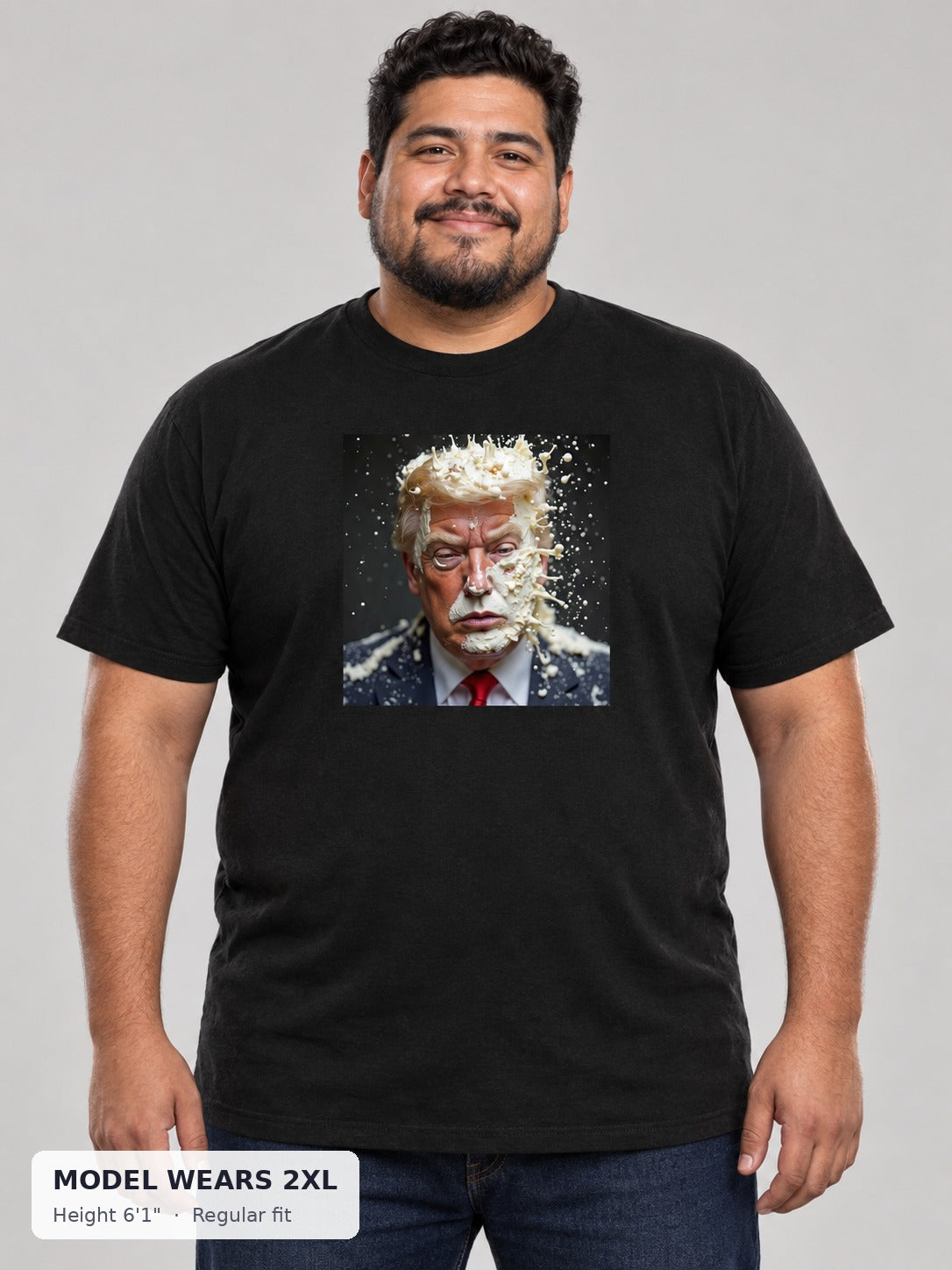 Cum Dump Trump Tee on a plus-size model wearing size 2XL, 6'1" - Good Trouble Fashion