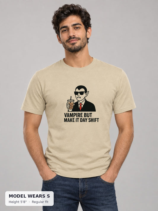 Day Shift Vampire Tee on model wearing size S - Good Trouble Fashion