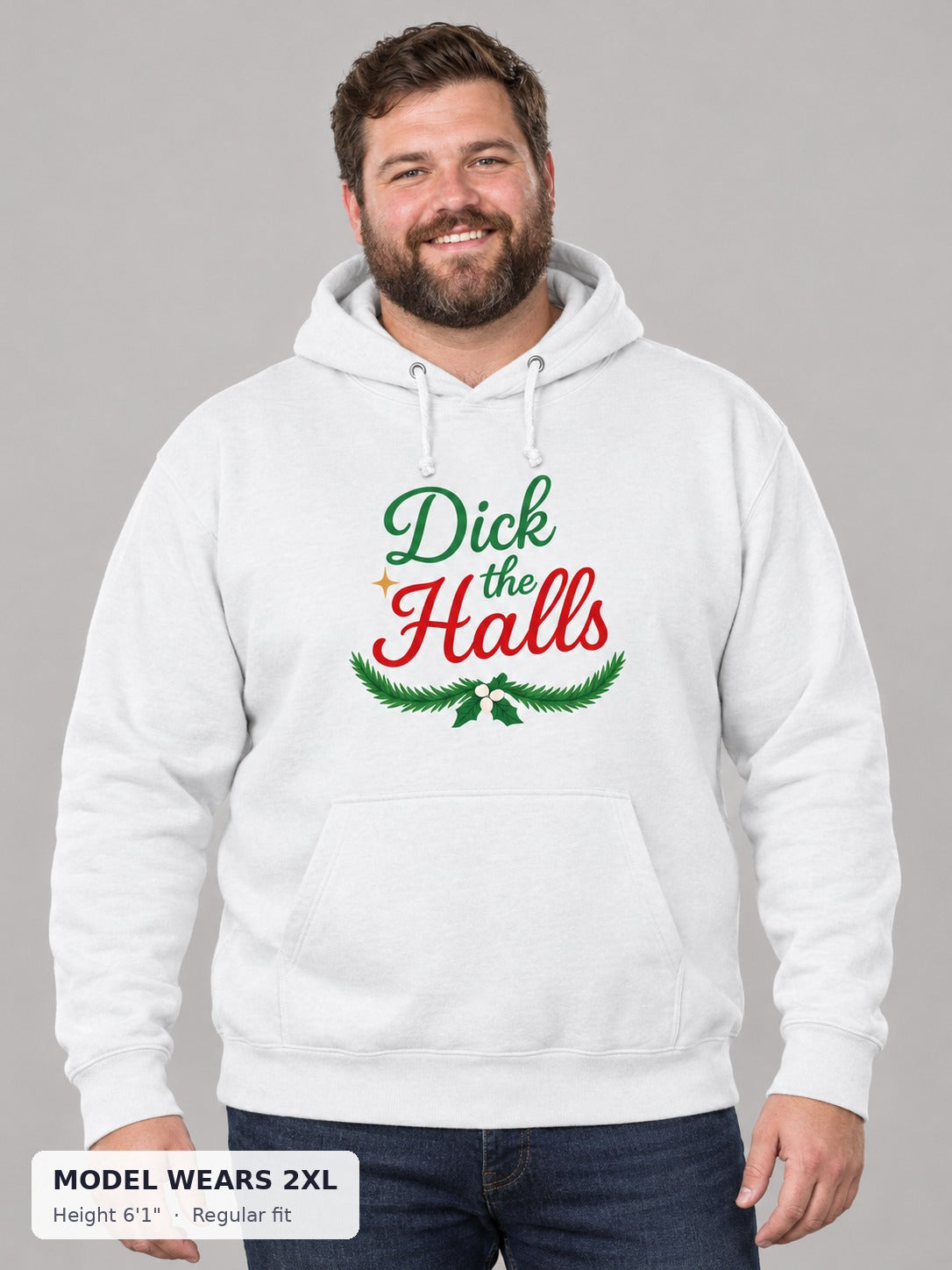Dick the Halls Sweatshirt on a plus-size model wearing size 2XL, 6'1" - Good Trouble Fashion