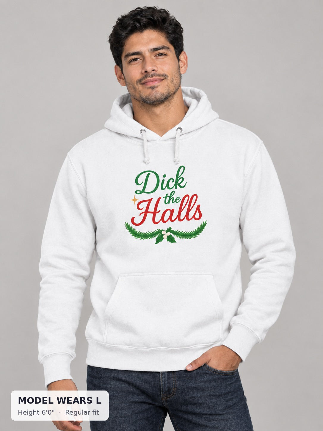 Dick the Halls Sweatshirt on an athletic model wearing size L, 6'0" - Good Trouble Fashion