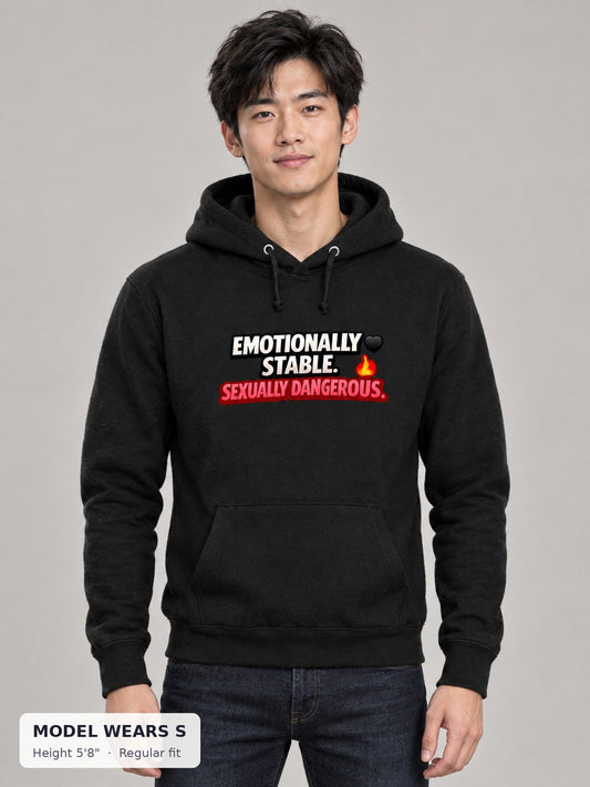 Emotionally Stable Hoodie on a slim model wearing size S, 5'8" - Good Trouble Fashion