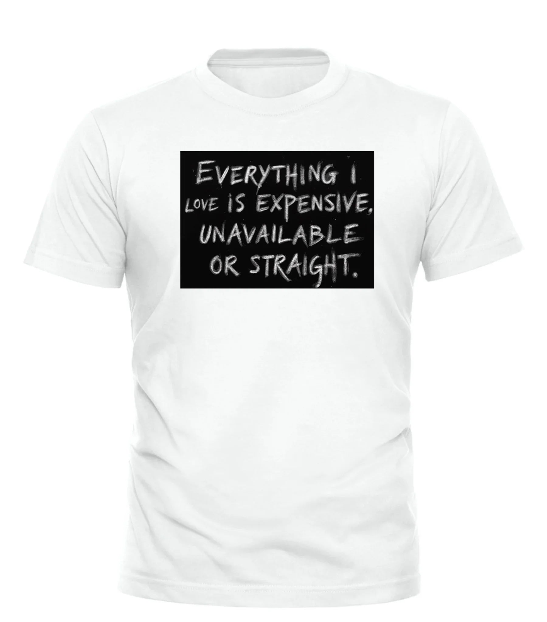 Good Trouble Garments white t-shirt with black text graphic for everything I love quote tee