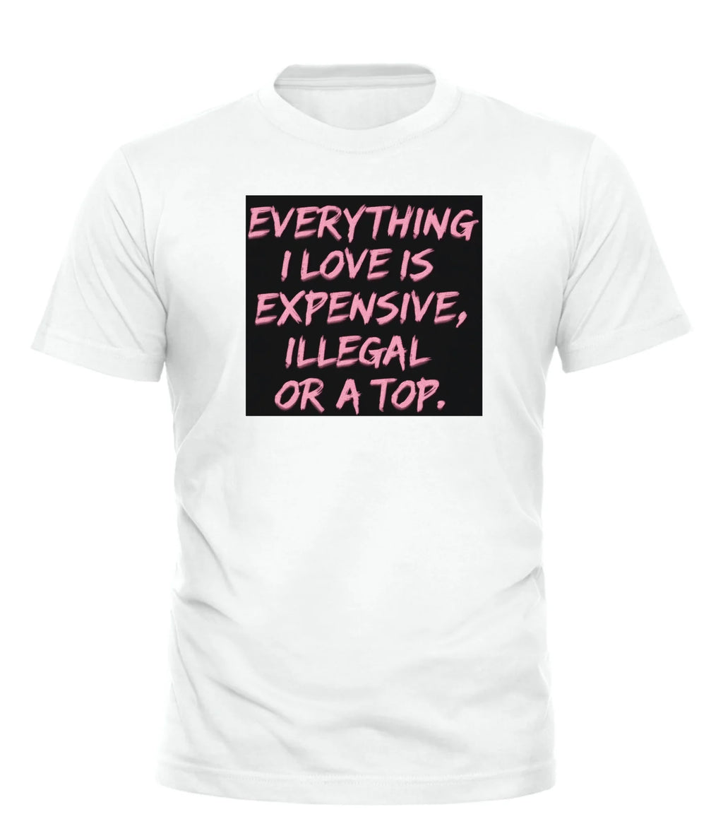 Good Trouble Garments everything I love t-shirt in white with bold black text design