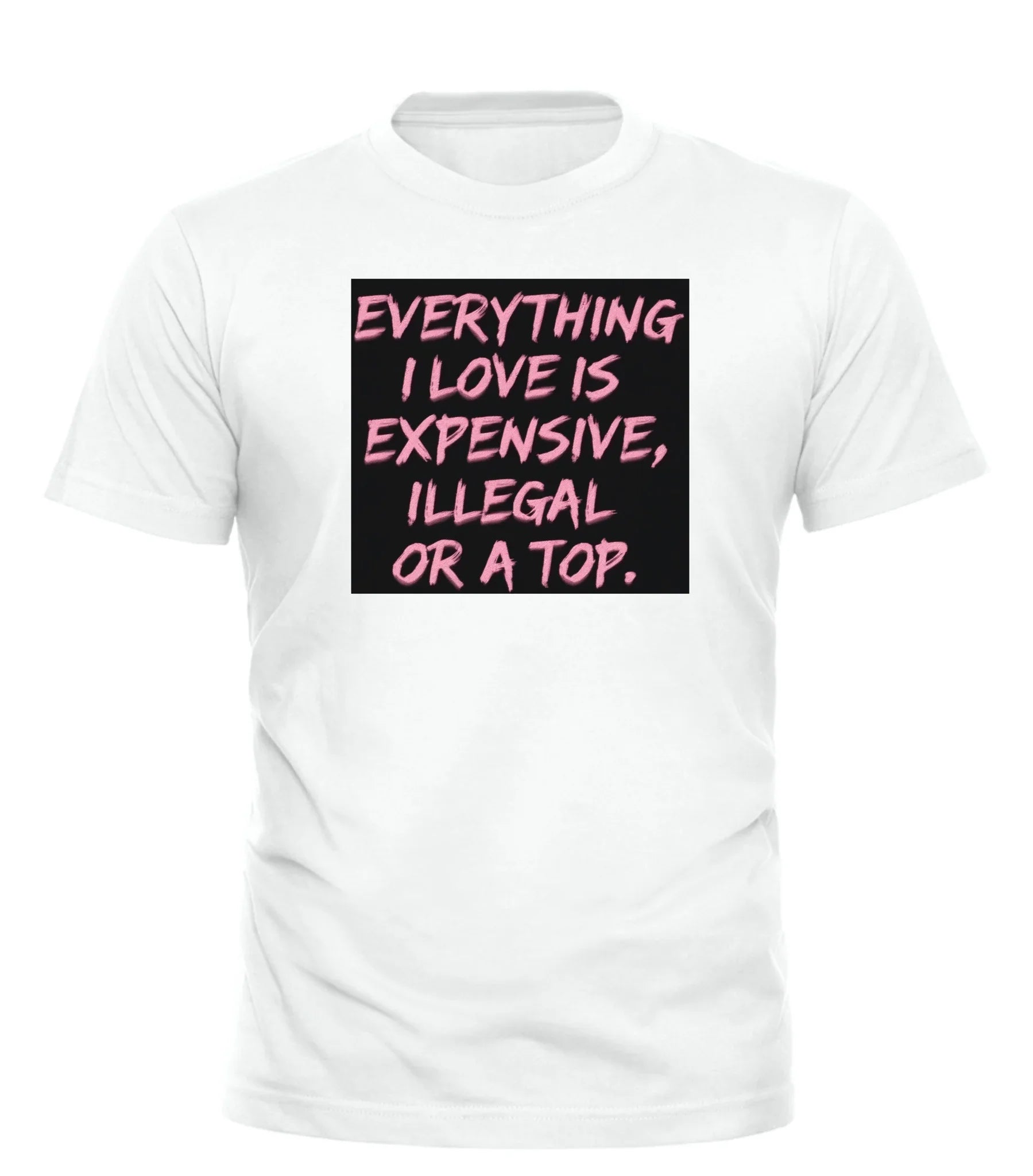 Good Trouble Garments everything I love t-shirt in white with bold black text design