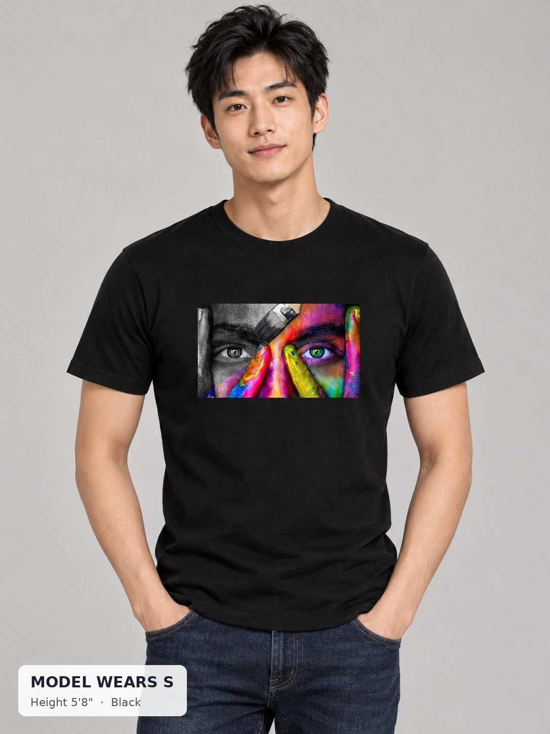Face of Pride Tee in Black on a slim model wearing size S, 5'8" - Good Trouble Fashion