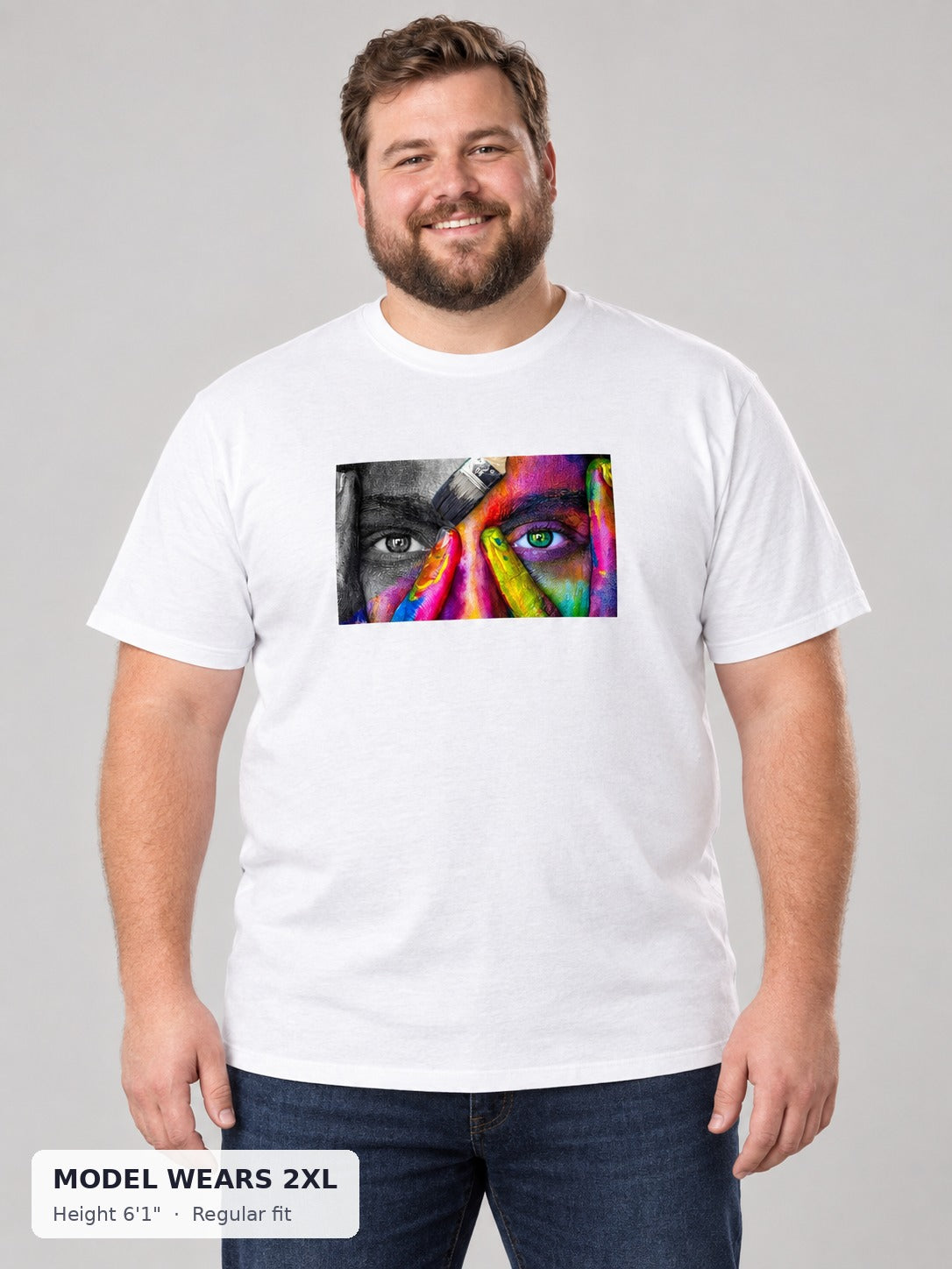 Face of Pride Tee on a plus-size model wearing size 2XL, 6'1" - Good Trouble Fashion