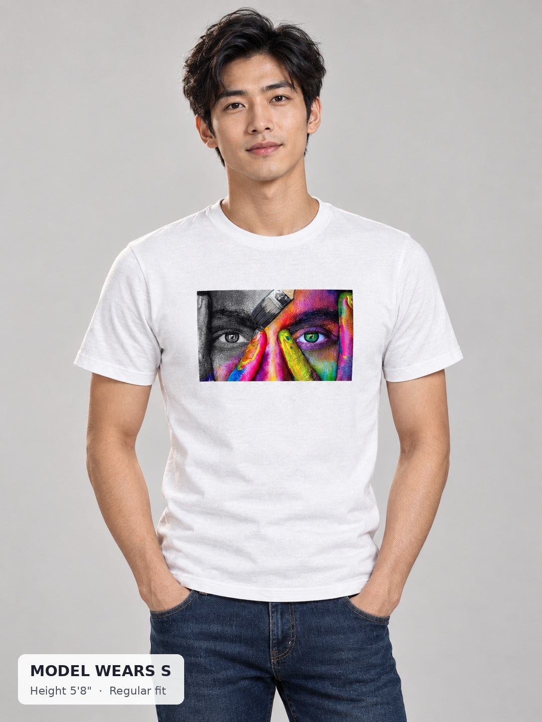 Face of Pride Tee on a slim model wearing size S, 5'8" - Good Trouble Fashion