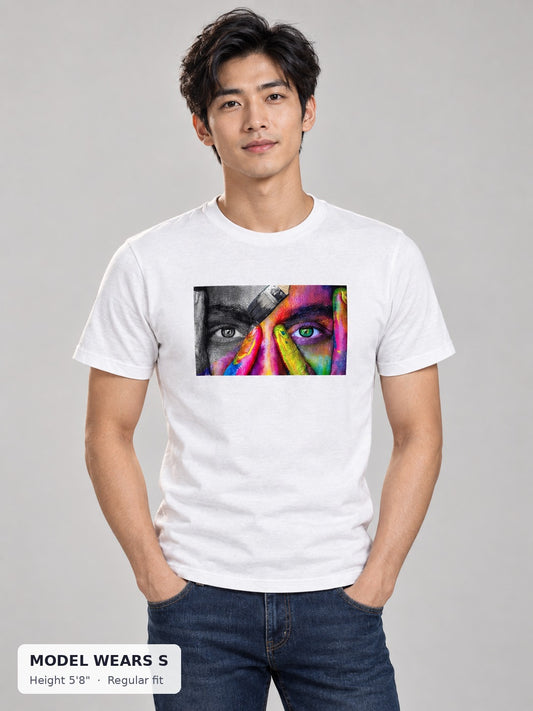 Face of Pride Tee on a slim model wearing size S, 5'8" - Good Trouble Fashion