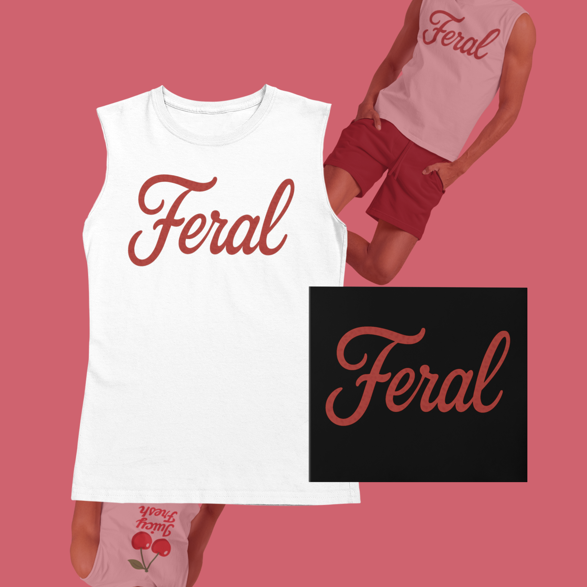 Feral muscle tank top in white with bold lettering from Good Trouble Garments for a trendy look