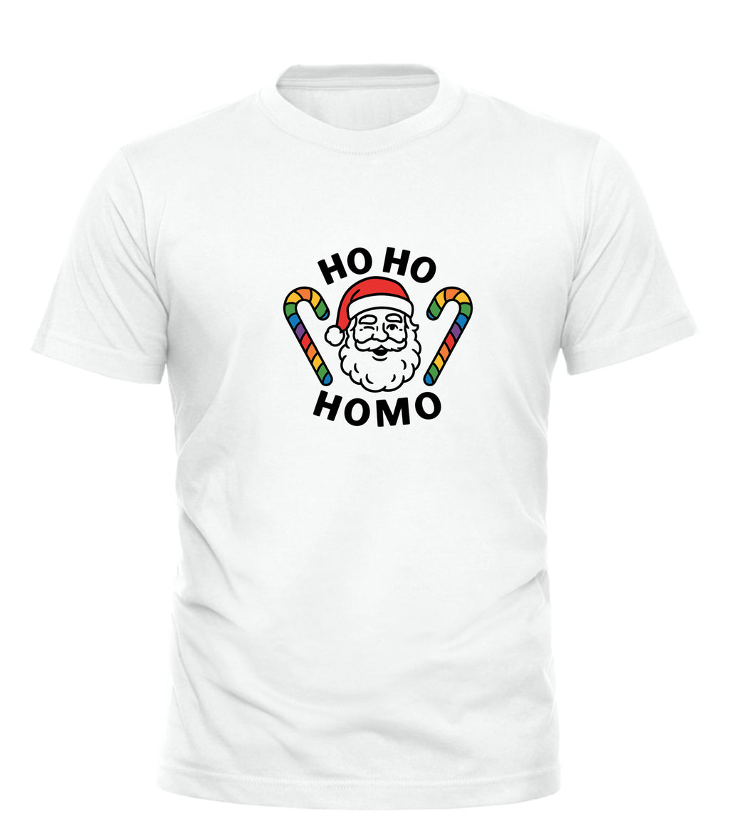 Funny gay Christmas tee with Santa and candy canes design for festive celebrations